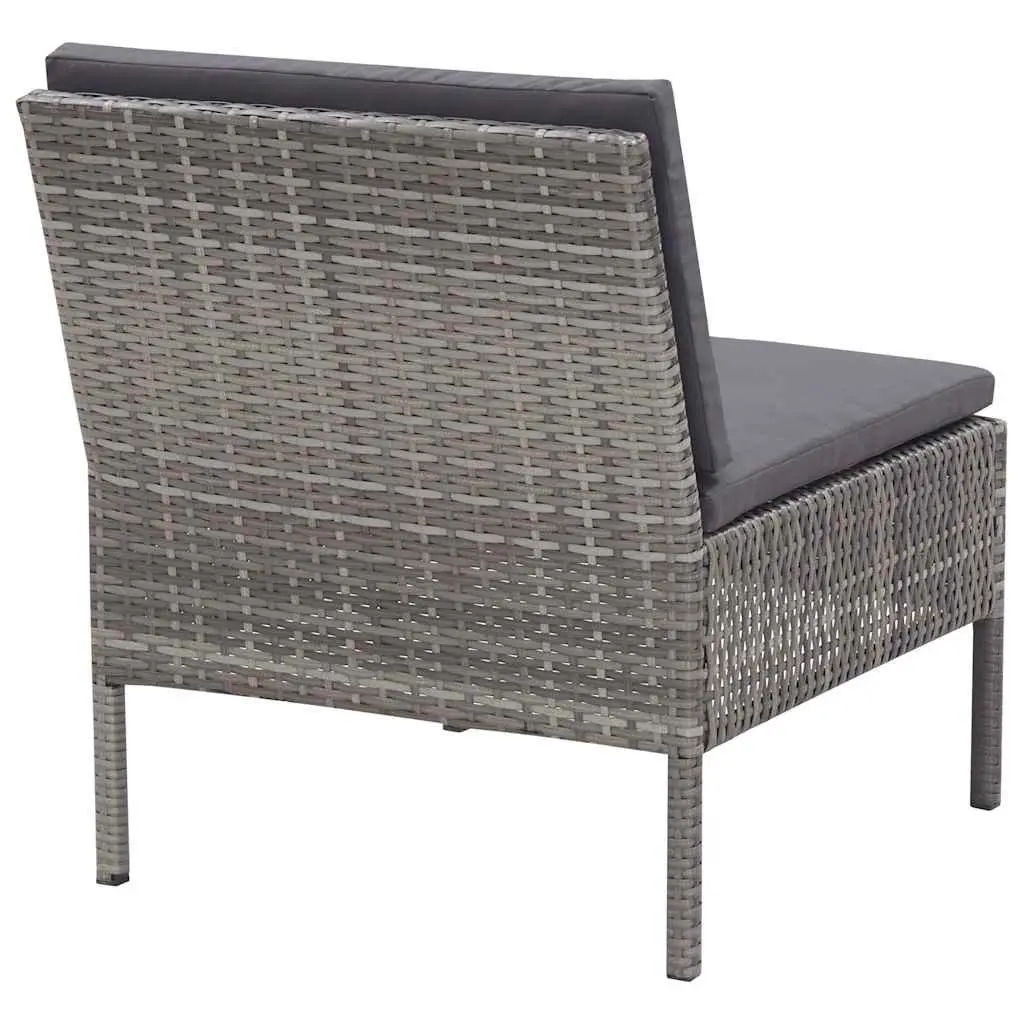 3 Piece Modular Lounge Set PE Rattan Outdoor Sofa with Cushions Grey