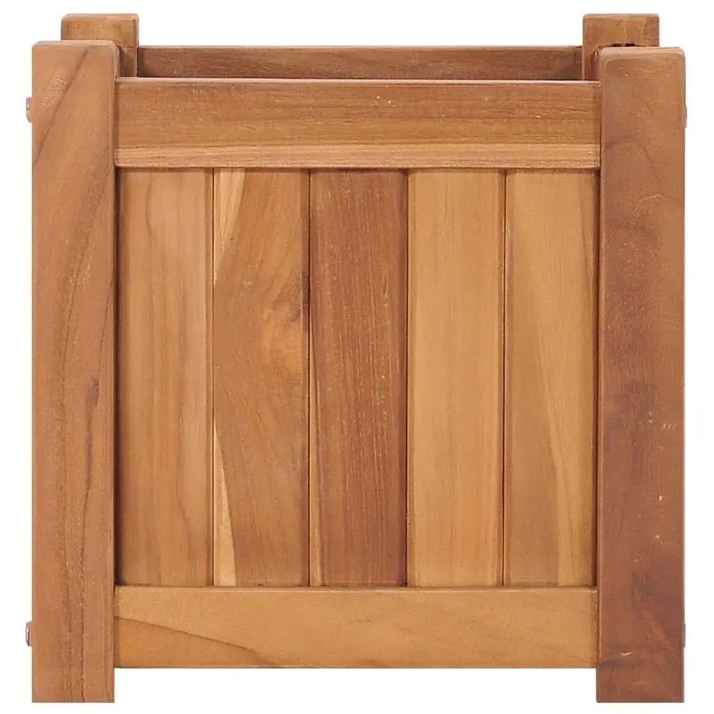 Outdoor Wooden Planter Box Raised Bed 30x30x30cm Brown Solid Teak Wood Durable Weather Resistant Easy to Assemble