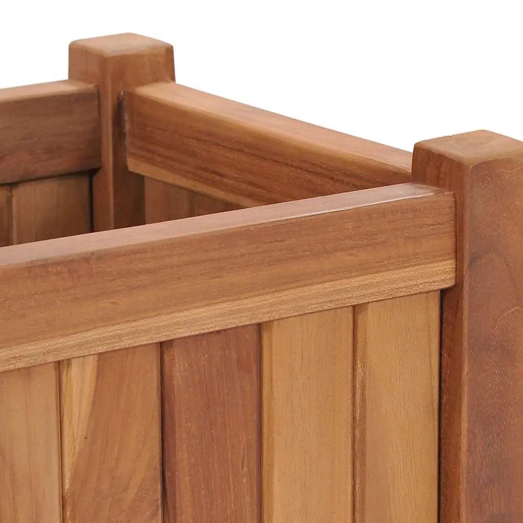 Outdoor Wooden Planter Box Raised Bed 30x30x30cm Brown Solid Teak Wood Durable Weather Resistant Easy to Assemble
