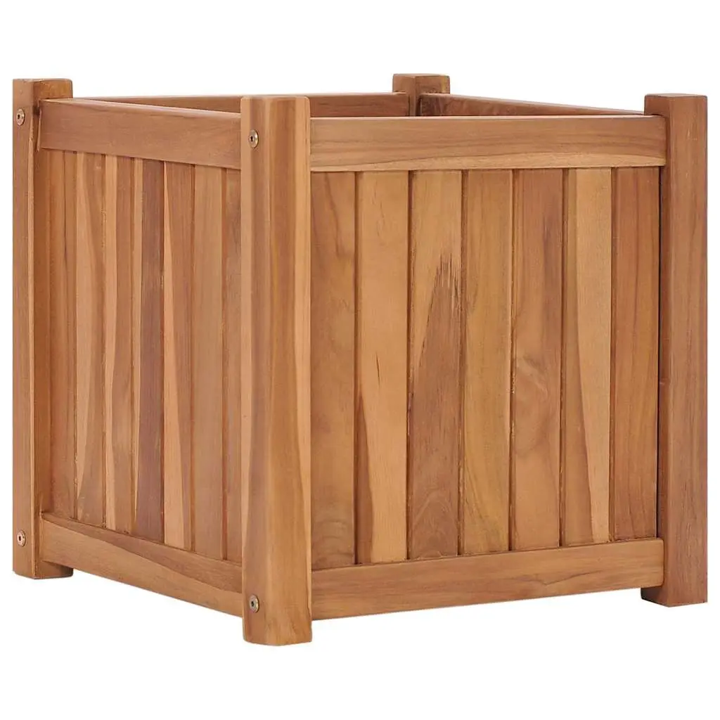 Teak Wood Raised Garden Bed Planter 40x40x40 cm Brown Durable Outdoor Box
