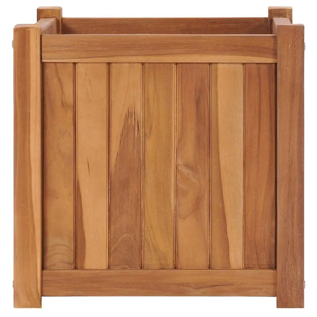 Teak Wood Raised Garden Bed Planter 40x40x40 cm Brown Durable Outdoor Box