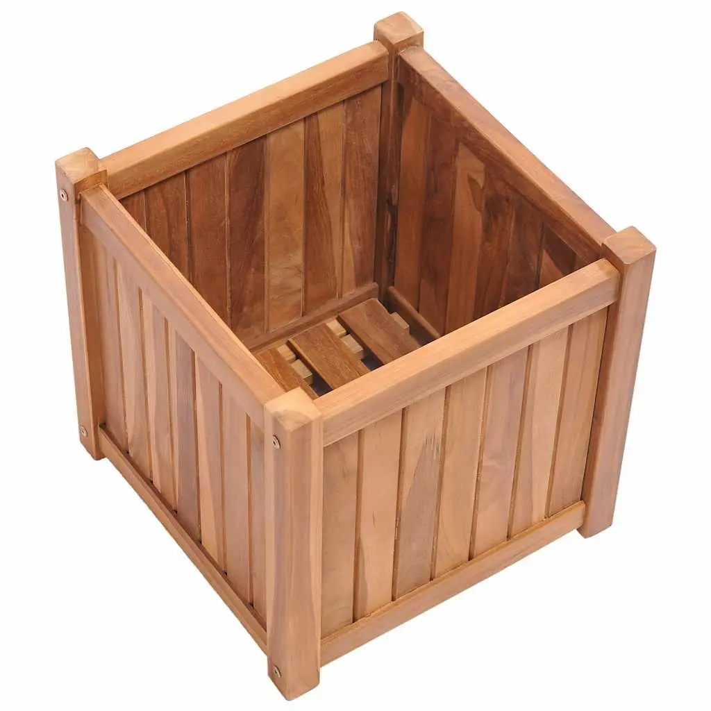 Teak Wood Raised Garden Bed Planter 40x40x40 cm Brown Durable Outdoor Box