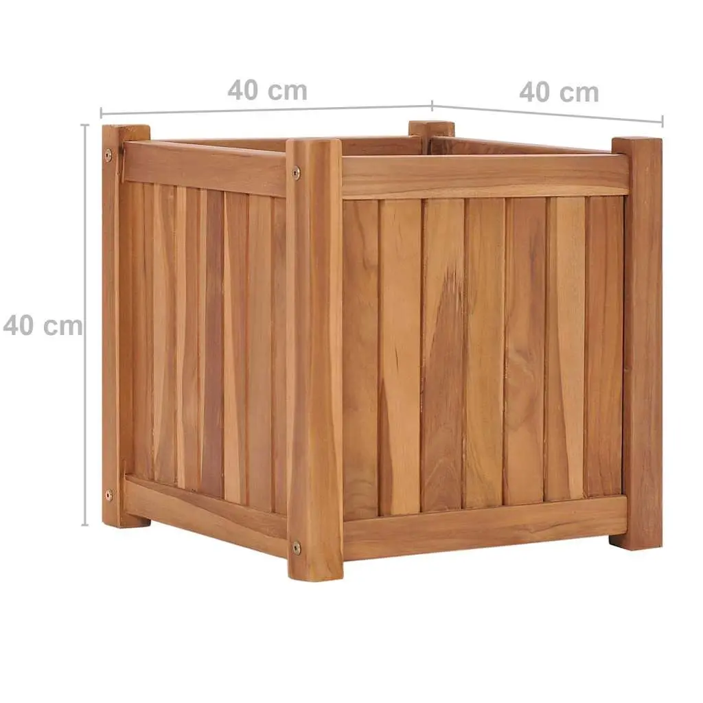 Teak Wood Raised Garden Bed Planter 40x40x40 cm Brown Durable Outdoor Box