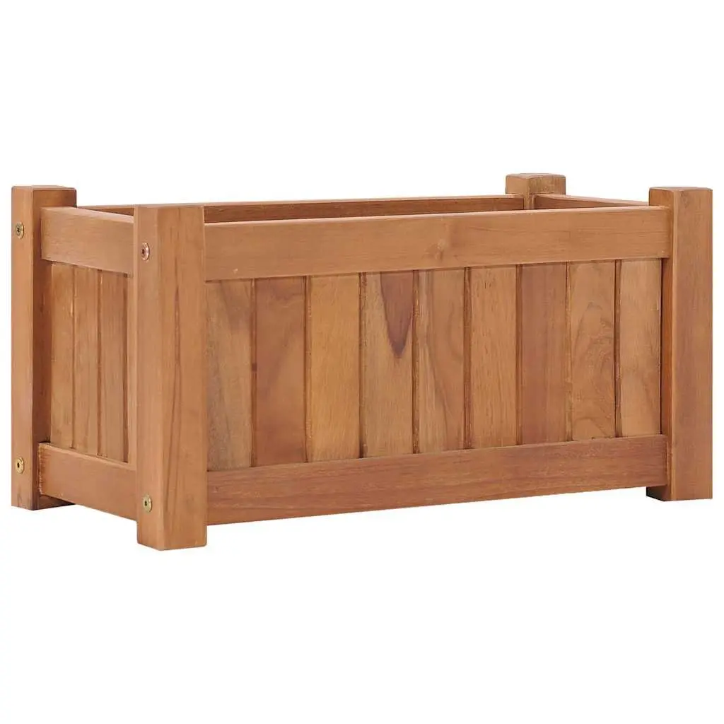 Raised Bed Planter Outdoor Solid Teak Wood 50x25x25 cm Brown for Garden Patio Balcony
