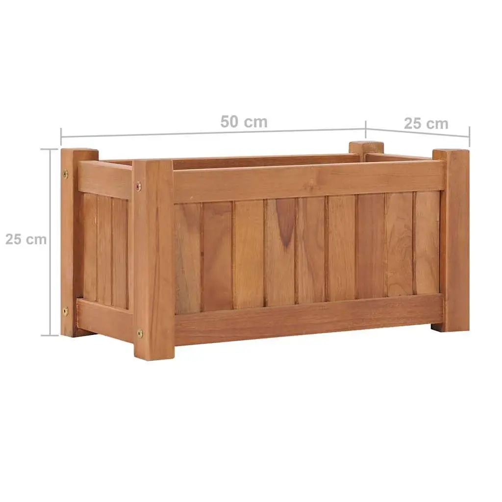 Raised Bed Planter Outdoor Solid Teak Wood 50x25x25 cm Brown for Garden Patio Balcony