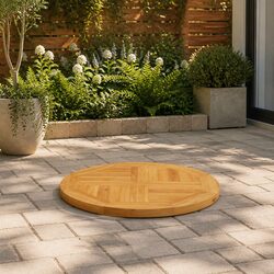 Practical Round Teak Wood Table Top for Any Setting