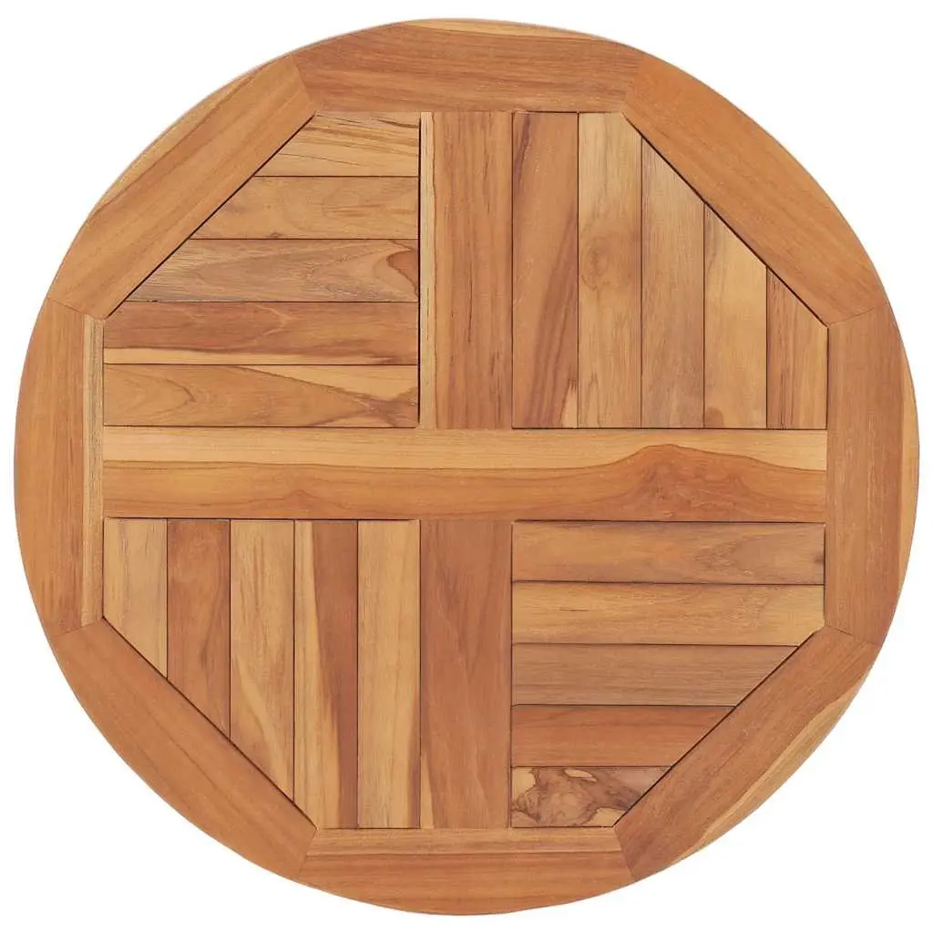 Round Teak Wood Dining Table Top 60cm Diameter Smooth Sanded Brown for Restaurant Cafe