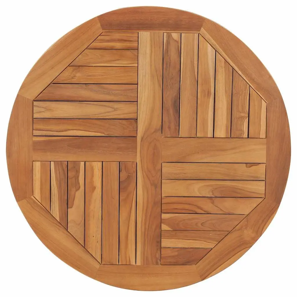 Round Table Top Solid Teak Wood Brown 80cm Diameter for Home Dining Restaurant Cafe