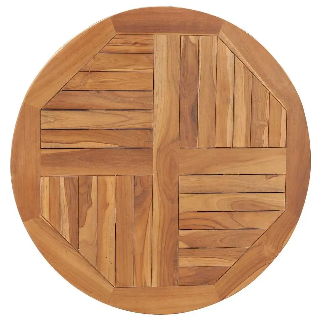 Round Table Top Solid Teak Wood Brown 80cm Diameter for Home Dining Restaurant Cafe