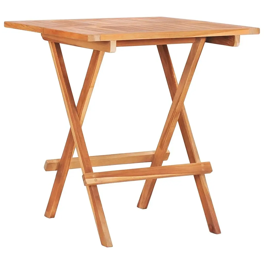3 Piece Folding Bistro Set Solid Teak Wood Brown Outdoor Garden Patio Furniture