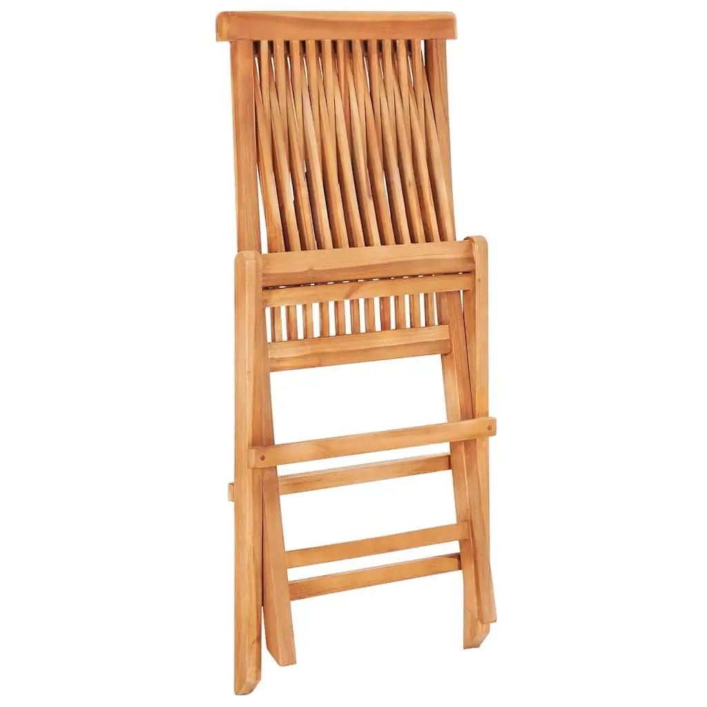 3 Piece Folding Bistro Set Solid Teak Wood Brown Outdoor Garden Patio Furniture