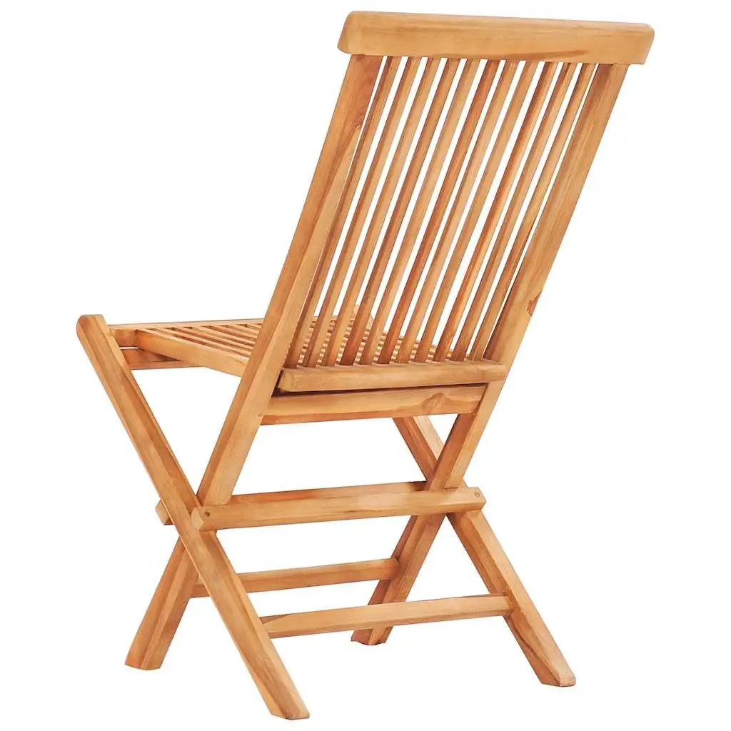 3 Piece Folding Bistro Set Solid Teak Wood Brown Outdoor Garden Patio Furniture