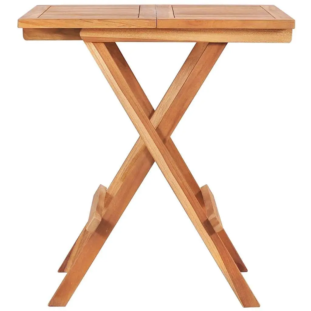 3 Piece Folding Bistro Set Solid Teak Wood Brown Outdoor Garden Patio Furniture