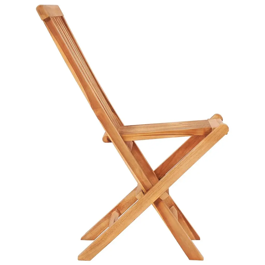 3 Piece Folding Bistro Set Solid Teak Wood Brown Outdoor Garden Patio Furniture