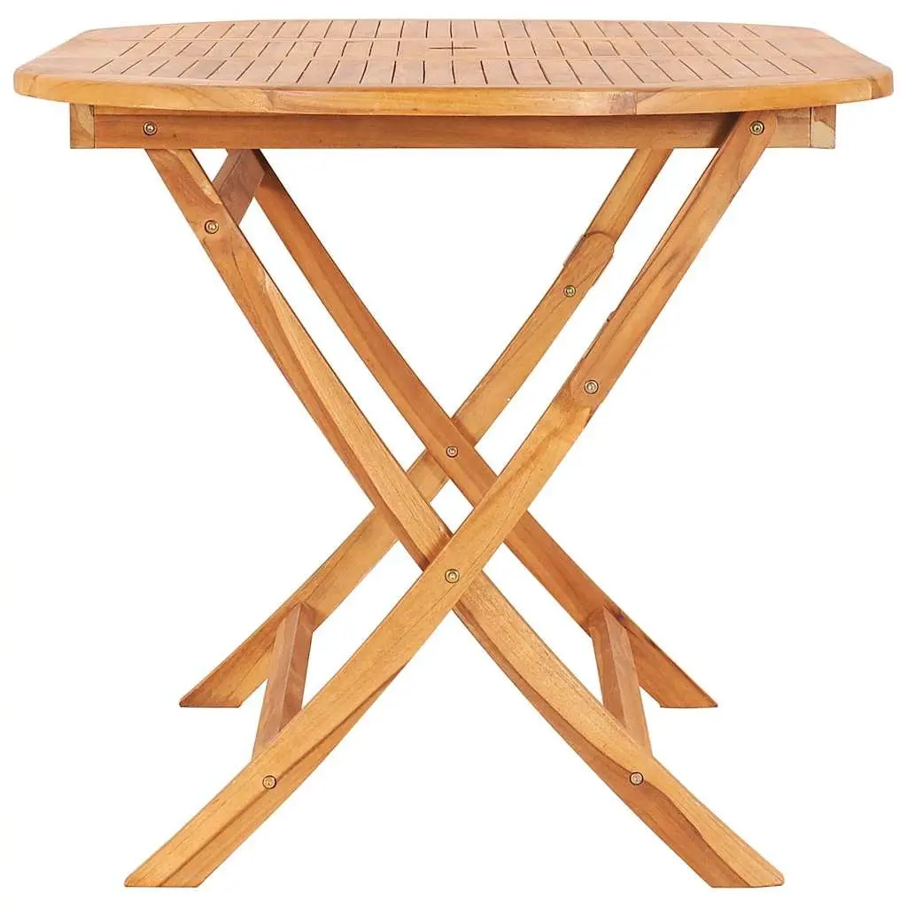 Folding Dining Table Solid Teak Wood 160x80cm Brown Outdoor Garden Patio Furniture