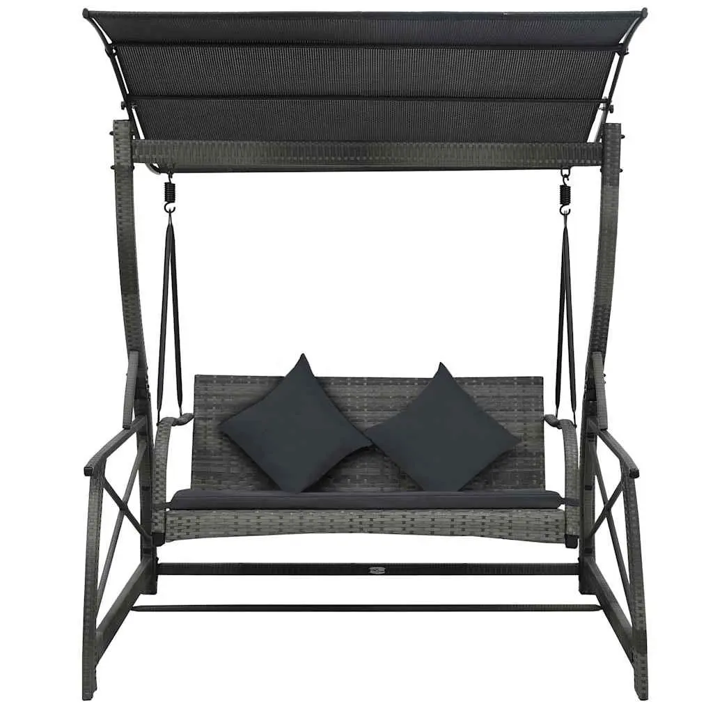 3-Seater Garden Swing Bench PE Rattan Powder-Coated Steel Grey