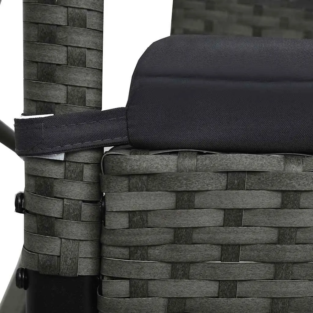 3-Seater Garden Swing Bench PE Rattan Powder-Coated Steel Grey