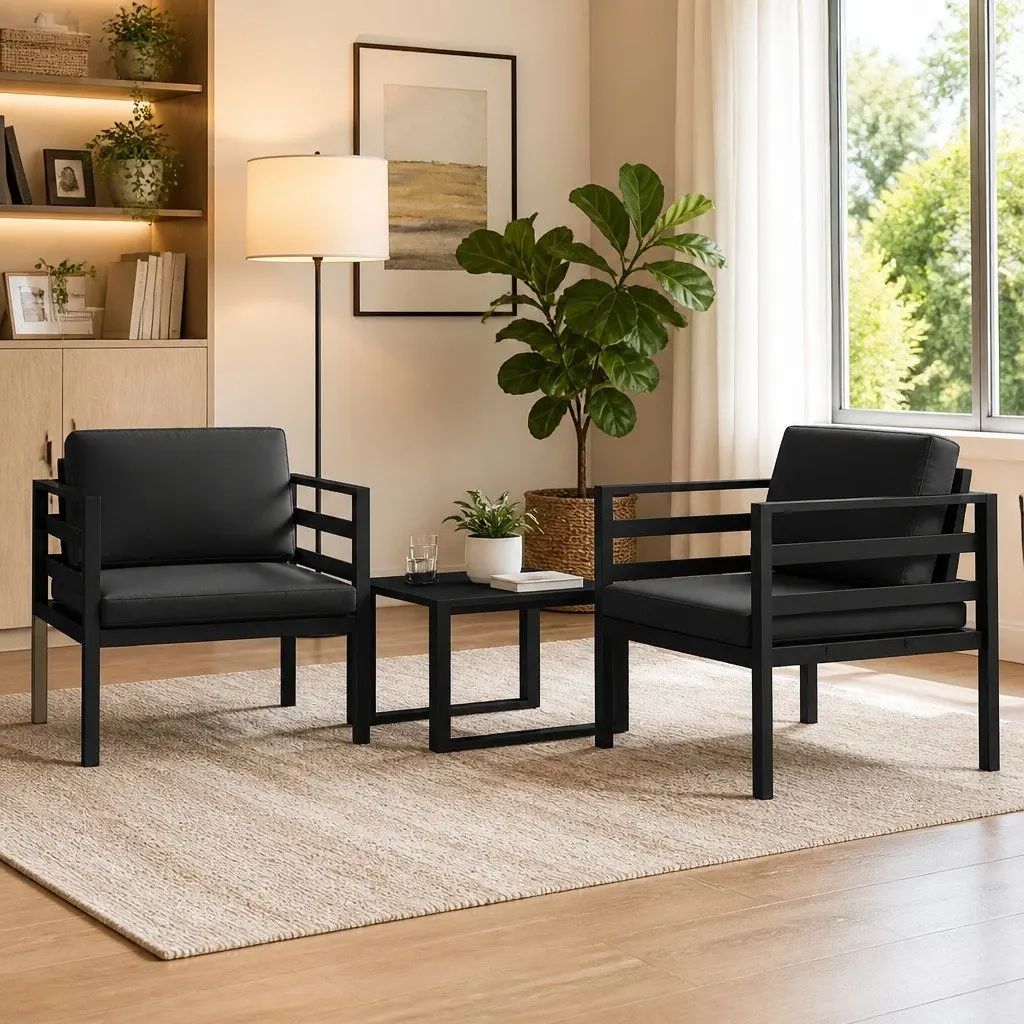 Single Sofa Aluminium Anthracite Modular Indoor Outdoor Seating with Cushions