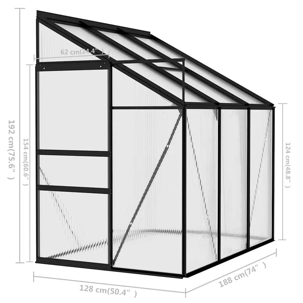 Greenhouse Aluminium Frame PC Board 2.41 m² Anthracite Garden Plant Shelter Outdoor