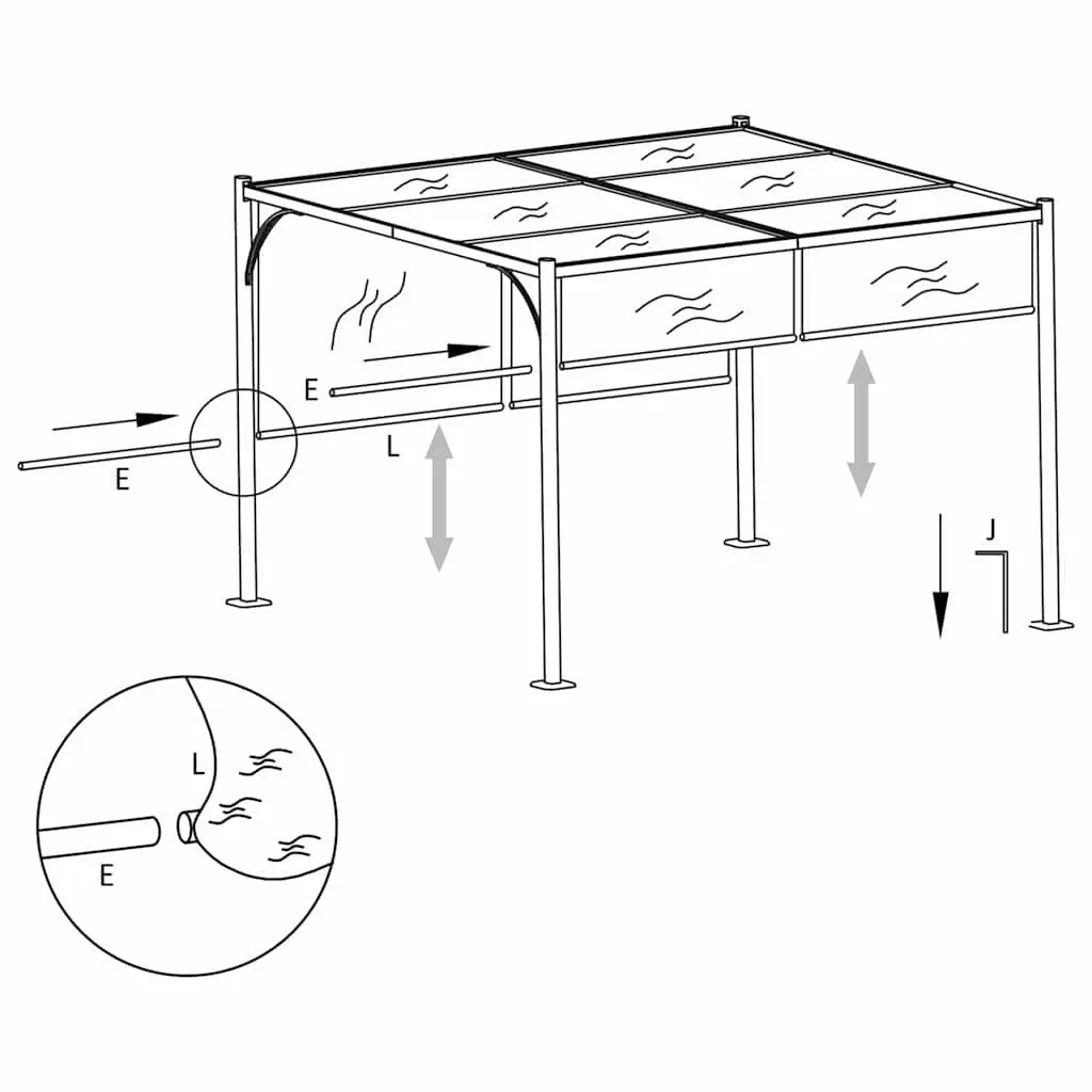 Garden Pergola 3x3m Retractable Sliding Roof Shade Anthracite Outdoor Structure