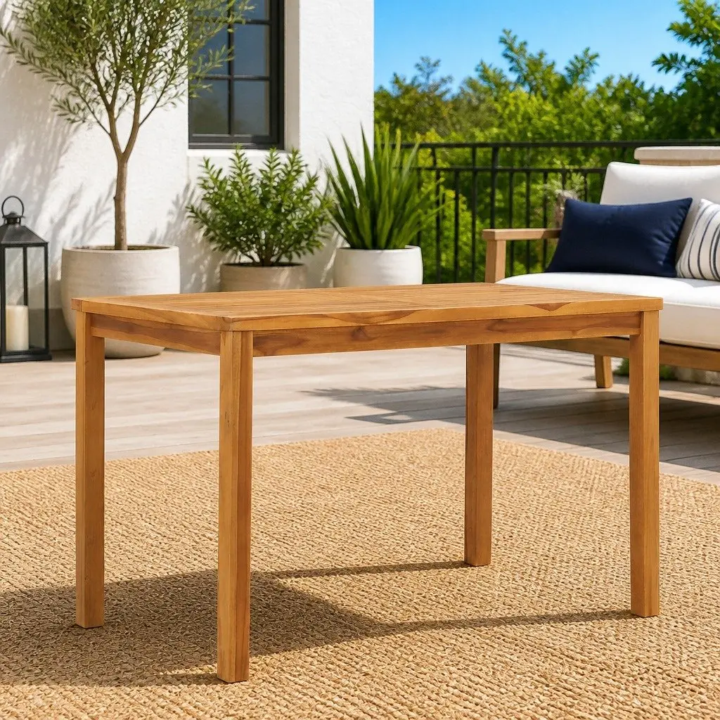 Solid Teak Wood Dining Table 120x70x77cm Brown Outdoor Patio Furniture