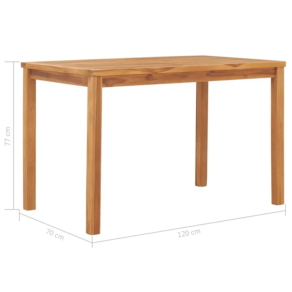 Solid Teak Wood Dining Table 120x70x77cm Brown Outdoor Patio Furniture