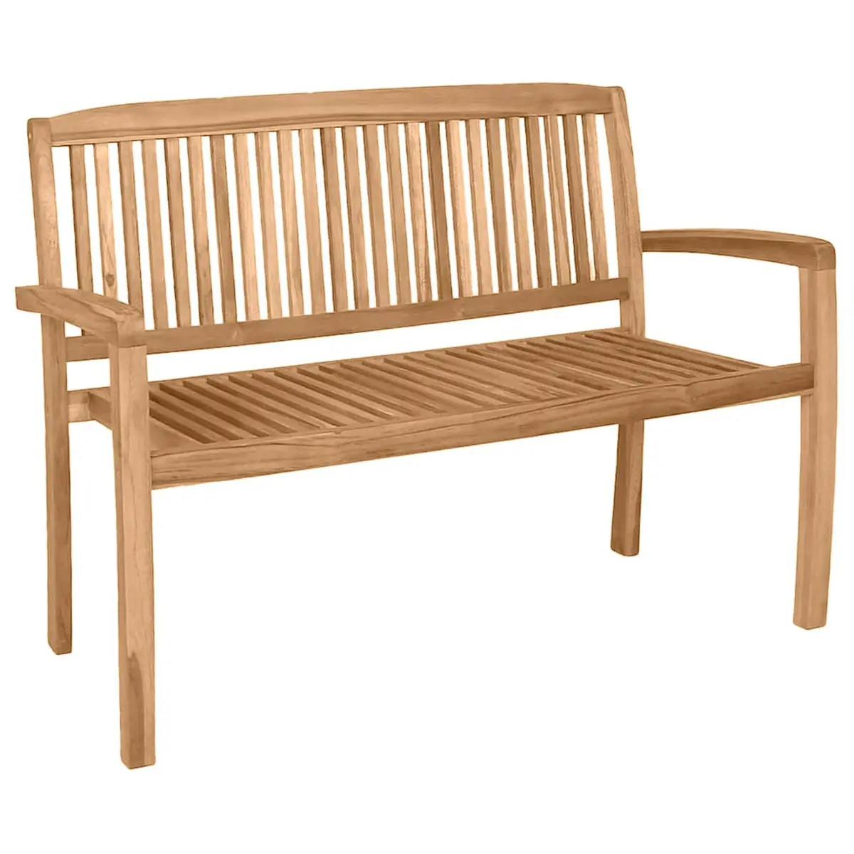 Outdoor Stacking Bench Teak Wood 120cm Brown