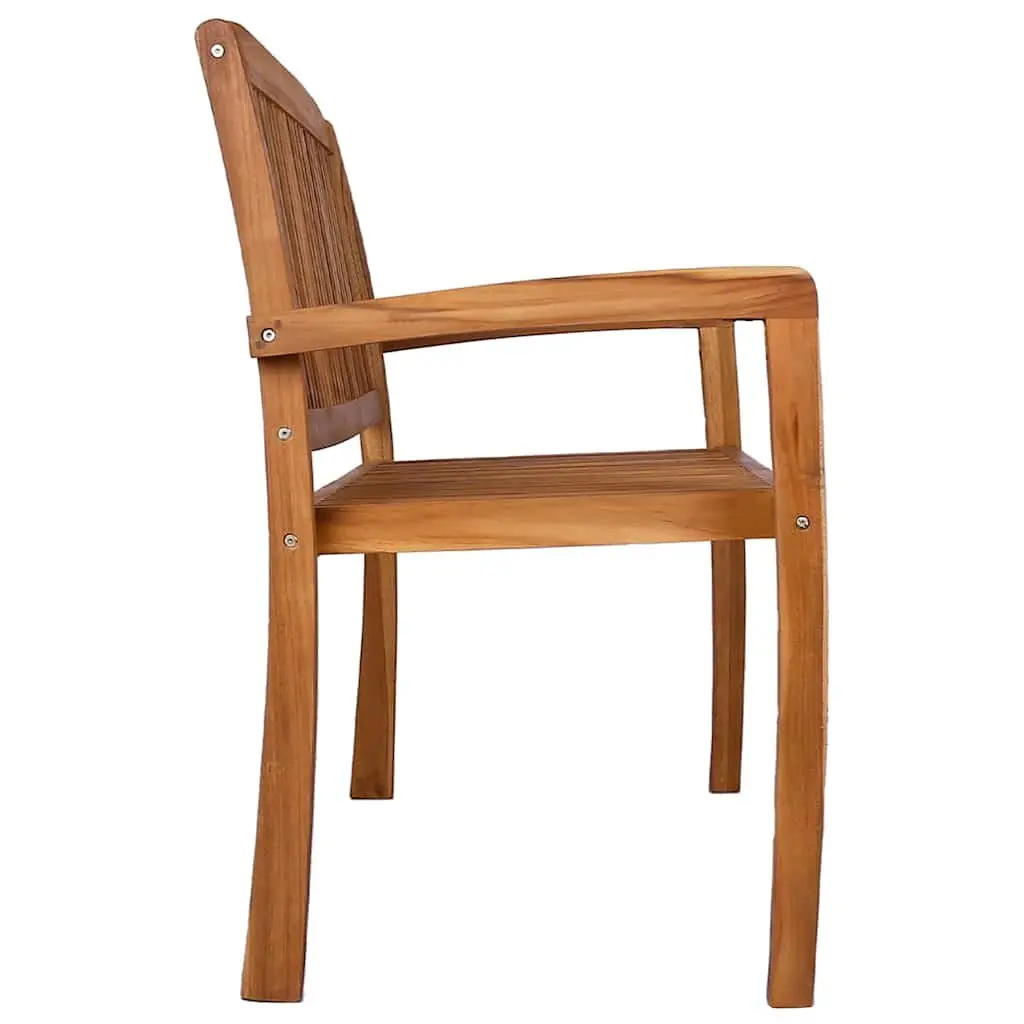 Outdoor Stacking Bench Teak Wood 120cm Brown