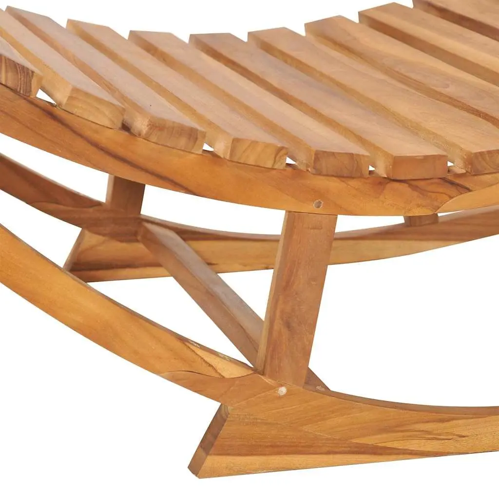 Rocking Sun Lounger Teak Wood Outdoor Garden Patio Brown