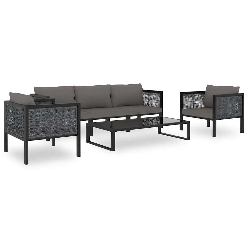 Outdoor Sectional Middle Sofa Poly Rattan Anthracite with Cushion