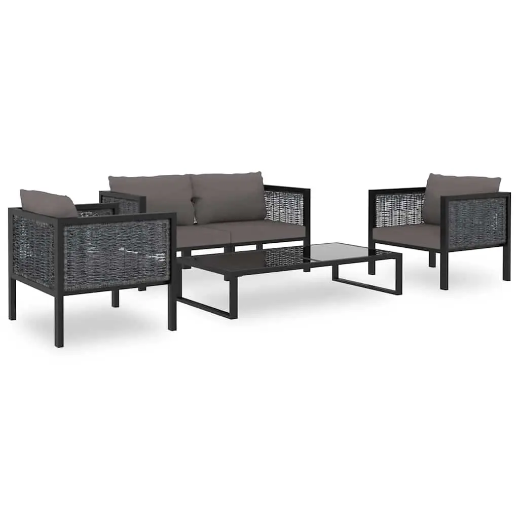 Outdoor Sectional Middle Sofa Poly Rattan Anthracite with Cushion
