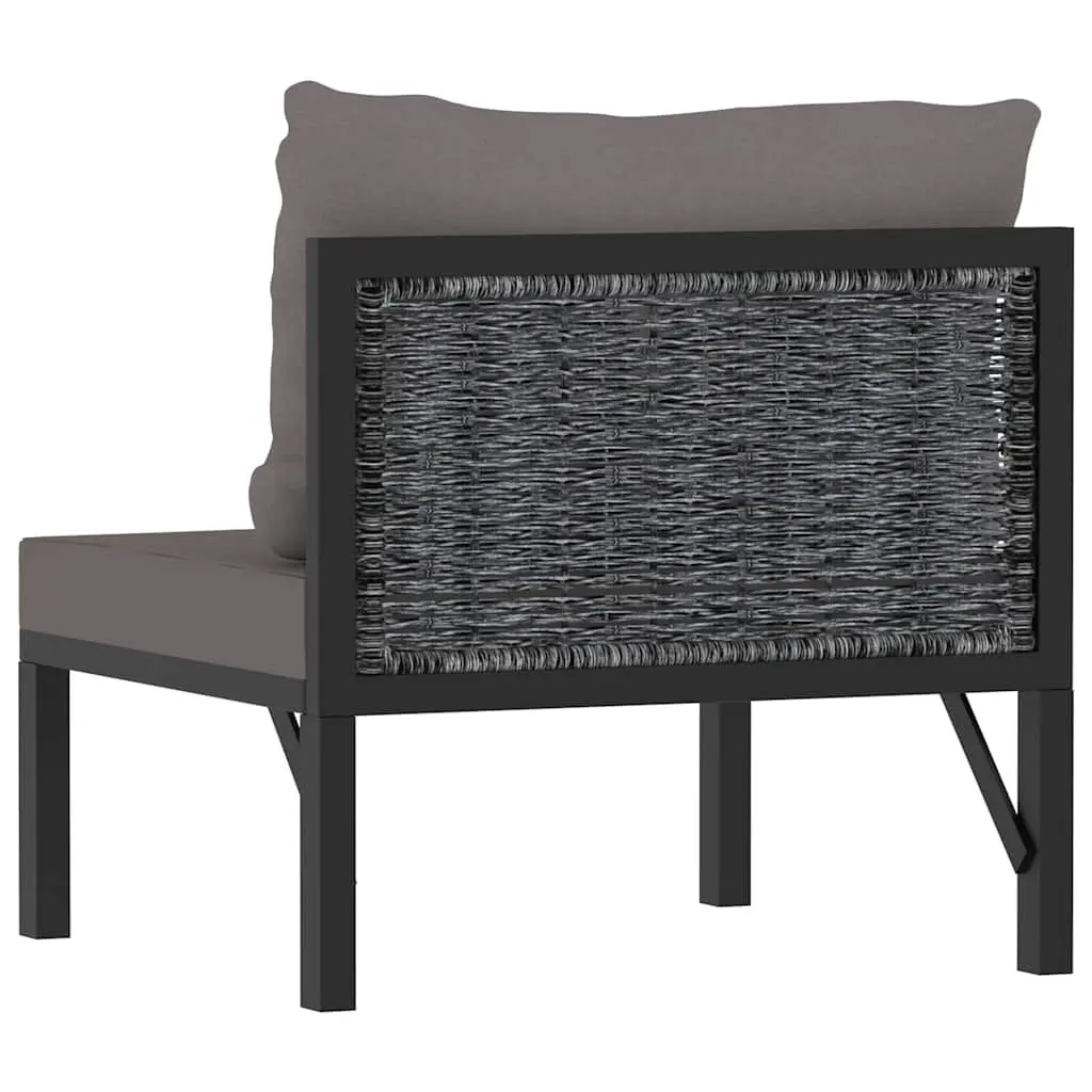 Outdoor Sectional Middle Sofa Poly Rattan Anthracite with Cushion