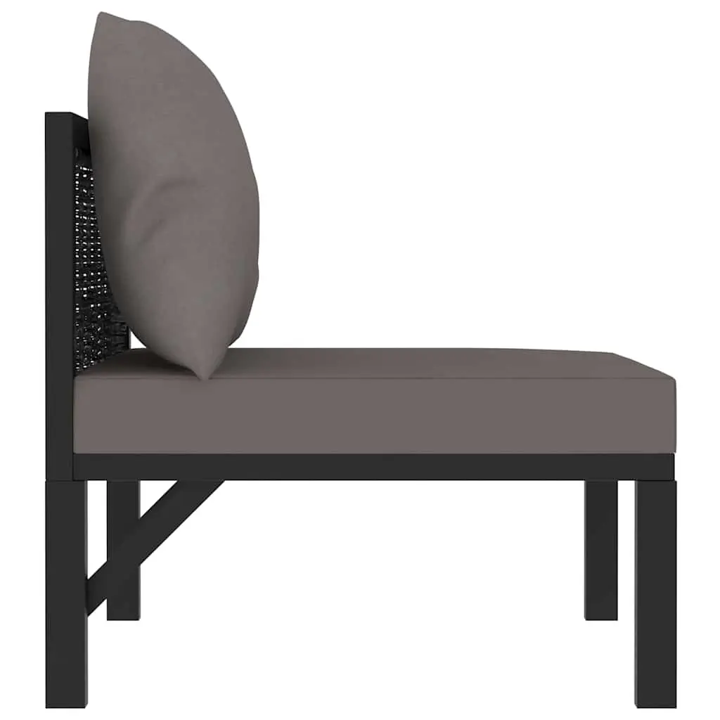 Outdoor Sectional Middle Sofa Poly Rattan Anthracite with Cushion