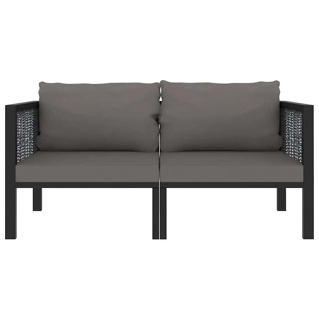 2-Seater Outdoor Sofa Hand-Woven Poly Rattan Aluminium Frame Anthracite