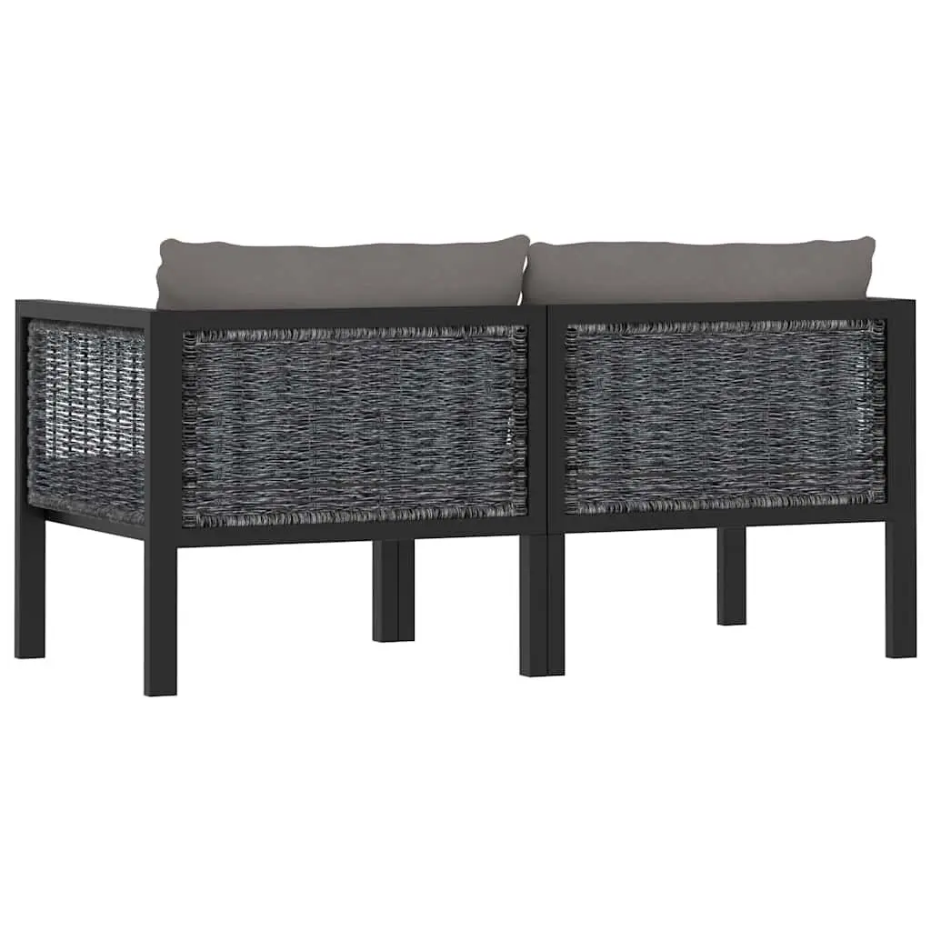 2-Seater Outdoor Sofa Hand-Woven Poly Rattan Aluminium Frame Anthracite