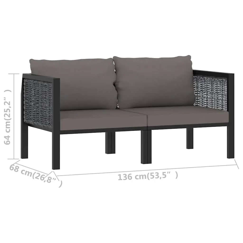 2-Seater Outdoor Sofa Hand-Woven Poly Rattan Aluminium Frame Anthracite