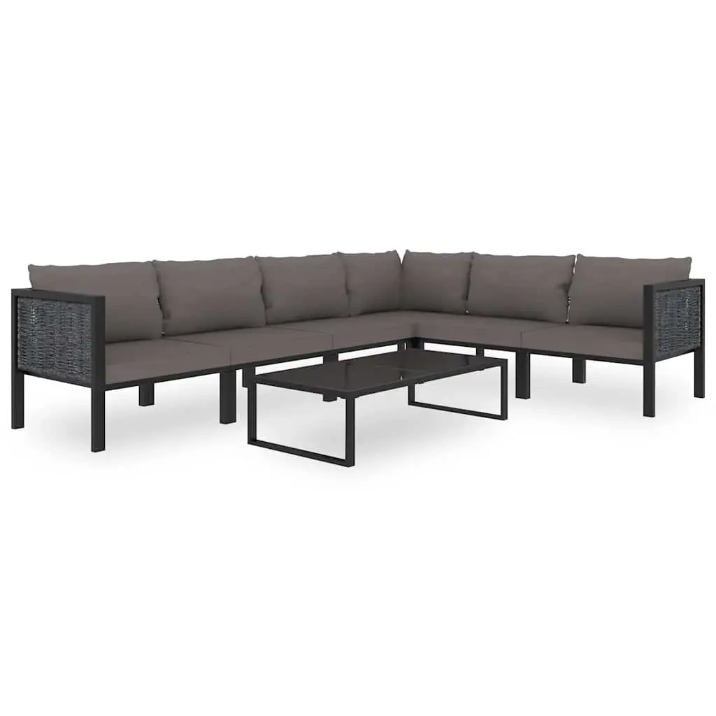 Garden Lounge Set Modular Poly Rattan 7 Piece Outdoor Furniture Anthracite