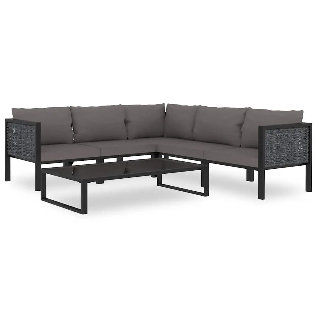 Outdoor Lounge Set Poly Rattan Modular 6 Piece Anthracite