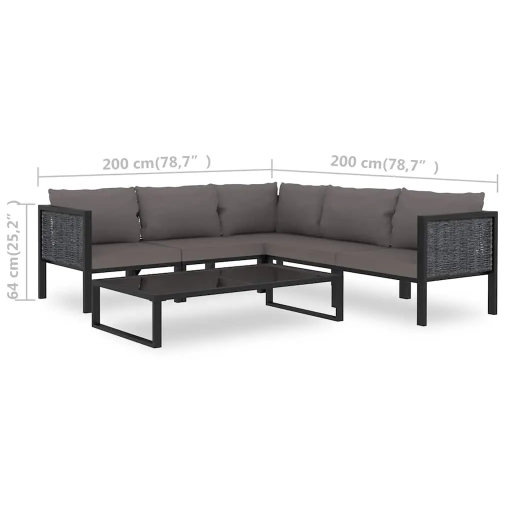 Outdoor Lounge Set Poly Rattan Modular 6 Piece Anthracite