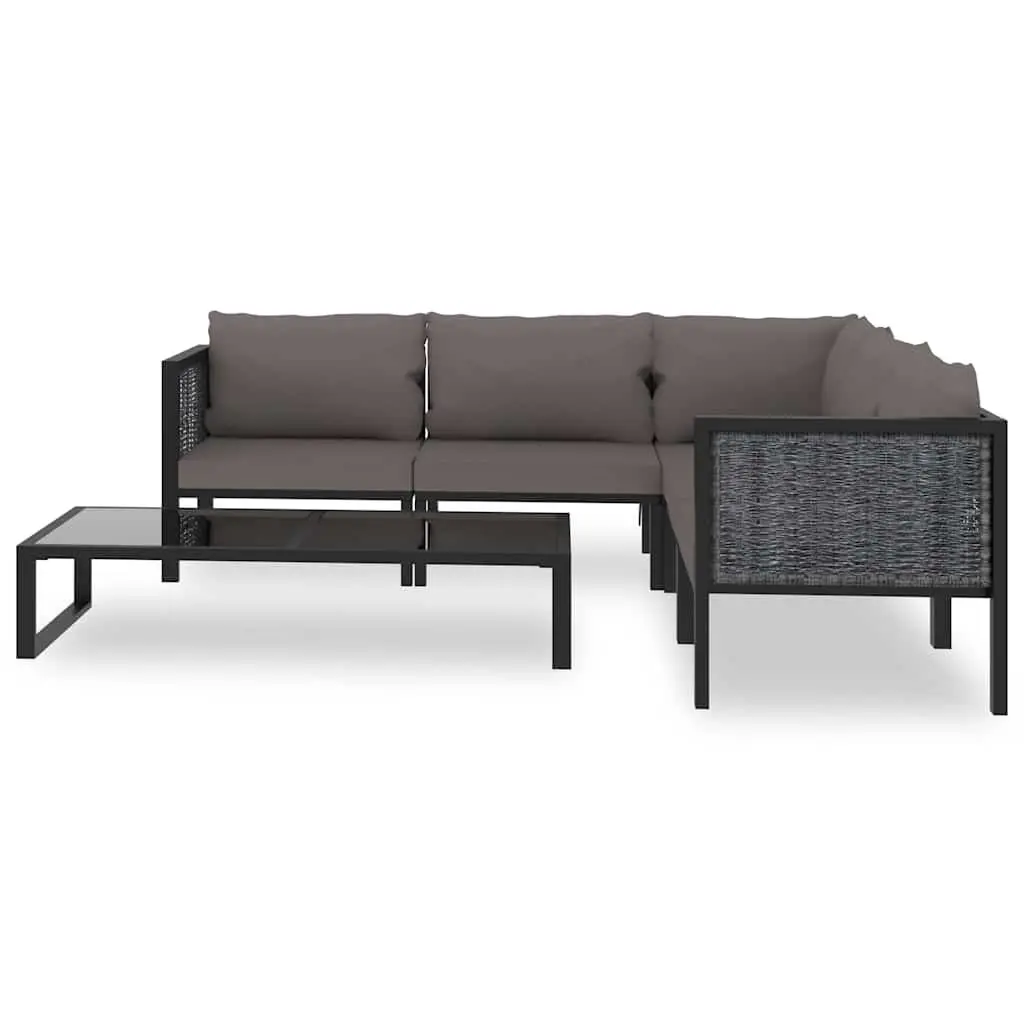 Outdoor Lounge Set Poly Rattan Modular 6 Piece Anthracite