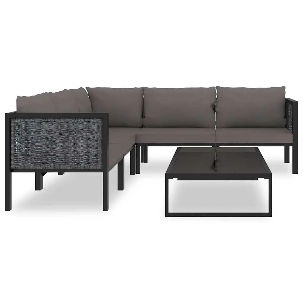 Outdoor Lounge Set Poly Rattan Modular 6 Piece Anthracite