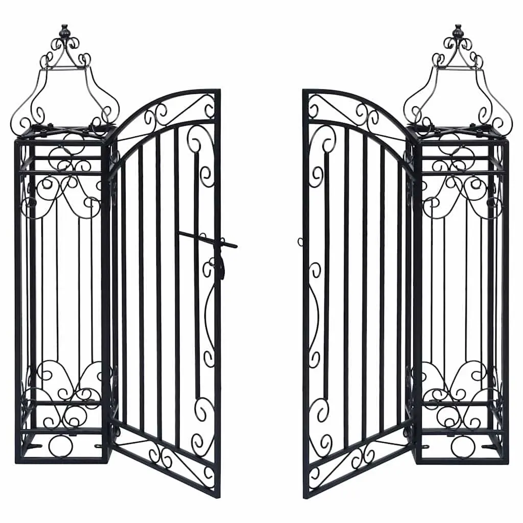 Ornamental Garden Gate Wrought Iron 122 x 20.5 x 100 cm Black