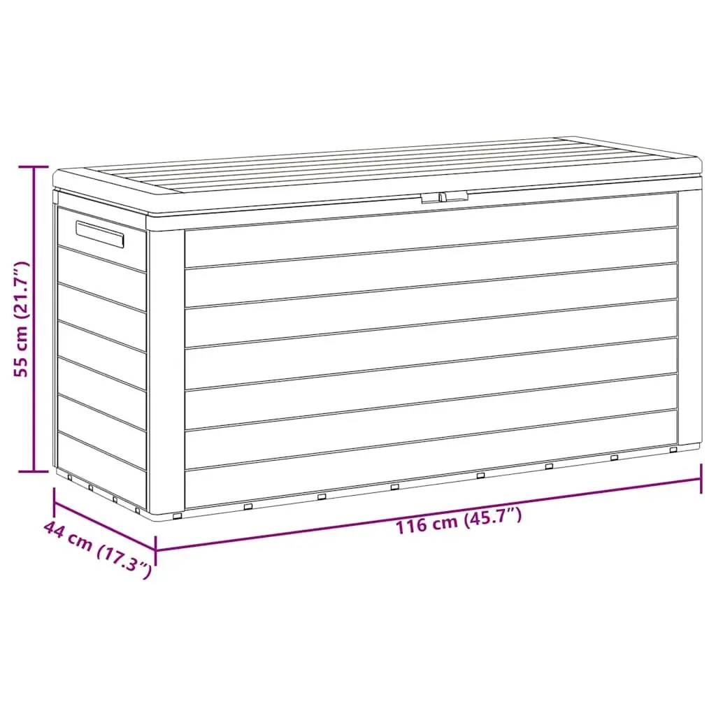 Outdoor Storage Box Brown Polypropylene 116 x 44 x 55 cm Durable Garden Patio Furniture Cushion Blanket Organizer