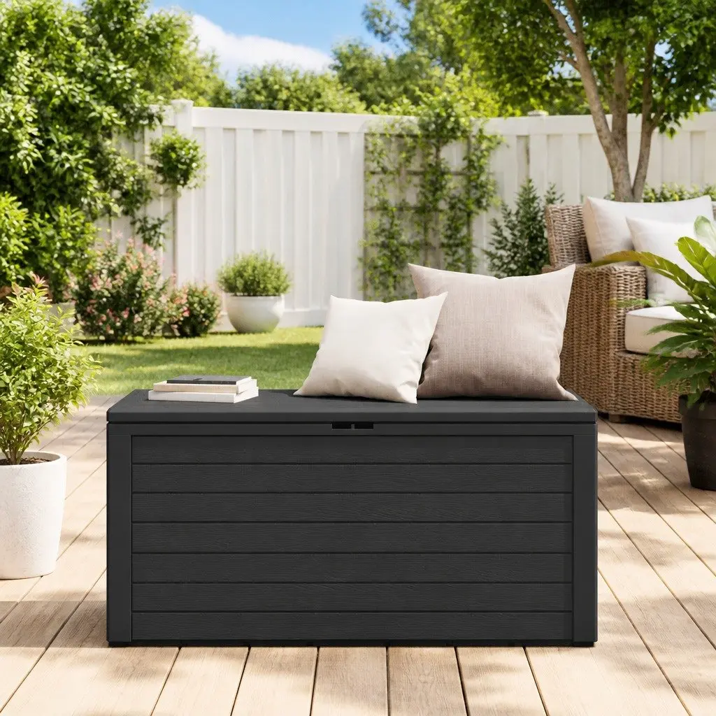 Outdoor Storage Box Anthracite Durable Polypropylene 116cm x 44cm x 55cm Garden Patio Chest for Cushions and Household Items