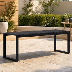 Practical 120.5 cm Black Garden Bench for Relaxing Outdoors