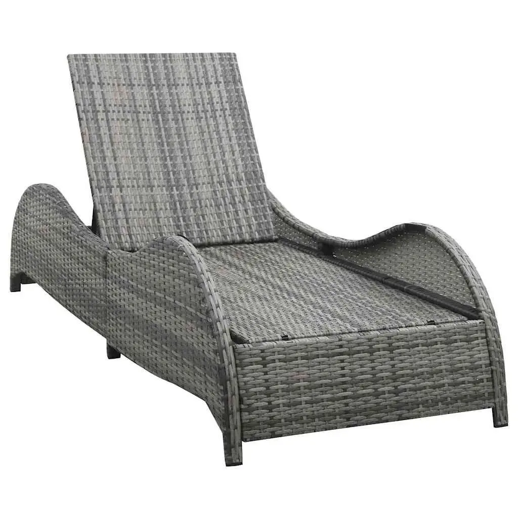 Sun Lounger Poly Rattan Adjustable Outdoor Daybed Anthracite
