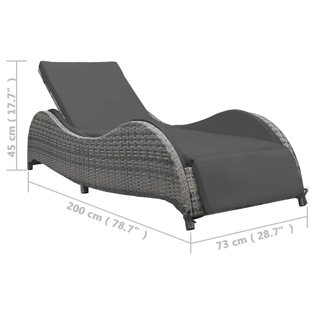 Sun Lounger Poly Rattan Adjustable Outdoor Daybed Anthracite