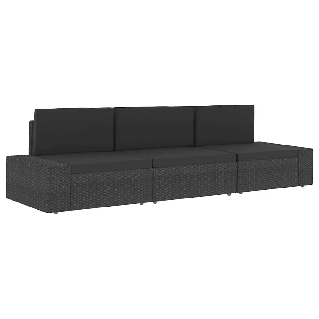 Outdoor Sectional Sofa 3-Seater Poly Rattan Garden Lounge Modular Furniture