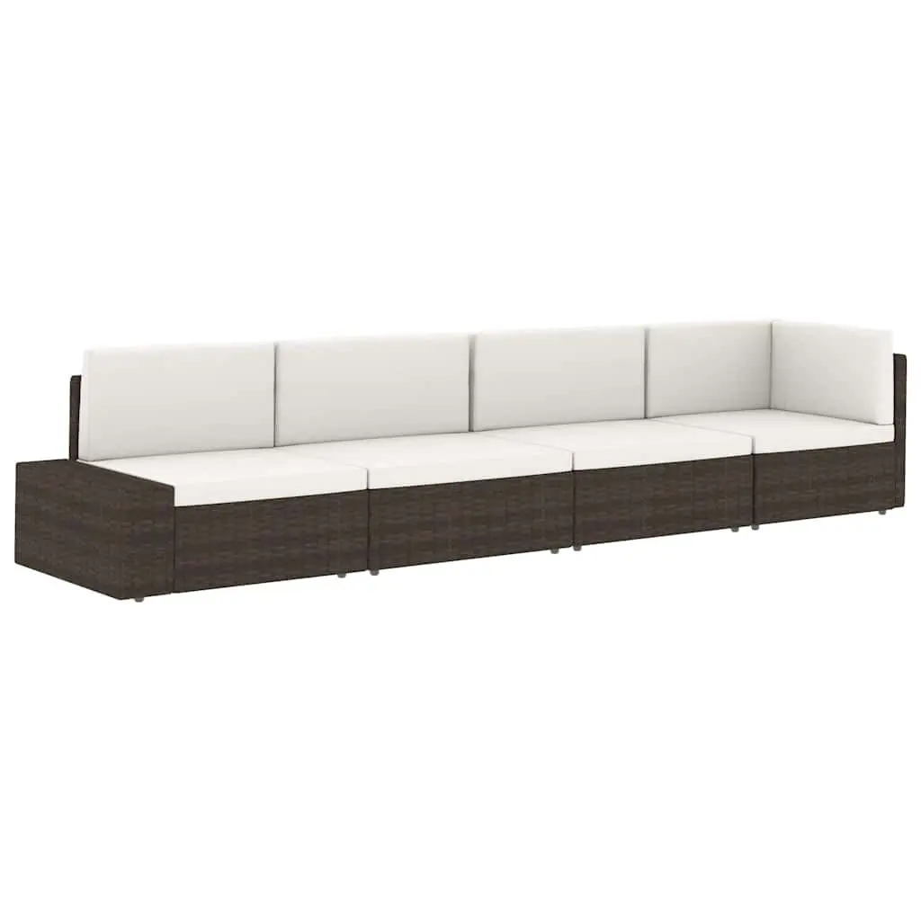 Outdoor Sectional Sofa 3-Seater Poly Rattan Garden Lounge Modular Furniture