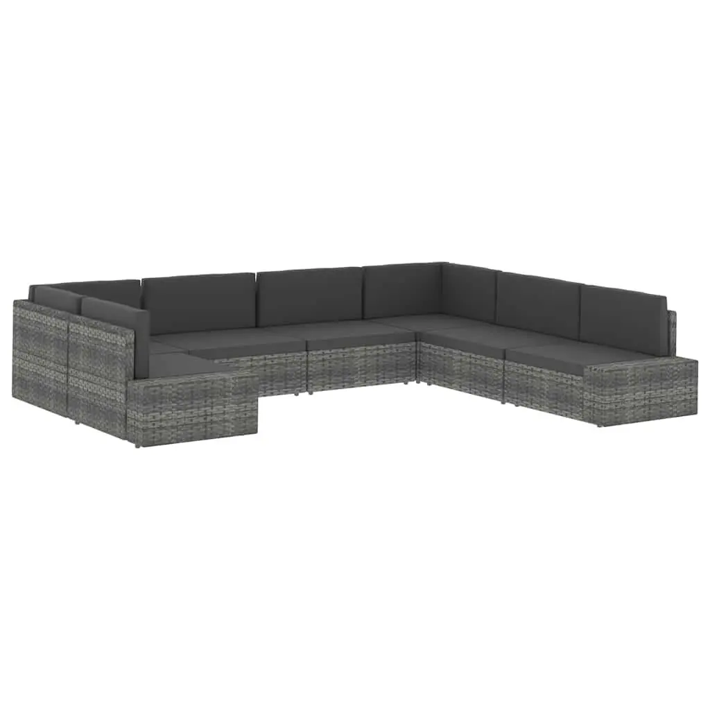Outdoor Sectional Sofa Lounge Set Poly Rattan Grey 2 Piece Garden Furniture